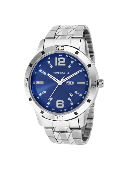 timesmith blue dial silver stainless steel metal strap genuine premium branded day date analog watch for men tsc-024ktd1 - 16725158 - Standard Image - 1