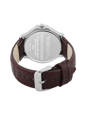 timesmith white dial brown leather analog watch for men tsc-027ktd1 - 16725161 - Standard Image - 3