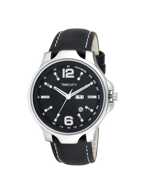 timesmith black dial black leather analog watch for men tsc-028ktd1 - 16725162 - Standard Image - 1