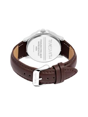 timesmith premium analog white dial brown leather watch for men tsc-072ktd1 - 16725190 - Standard Image - 3