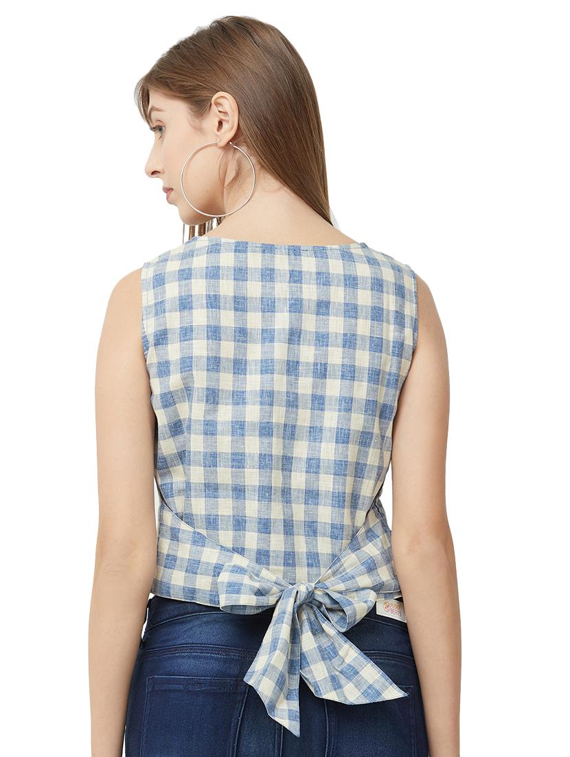 bow tie up gingham top - 16725219 - Zoom Image - 3