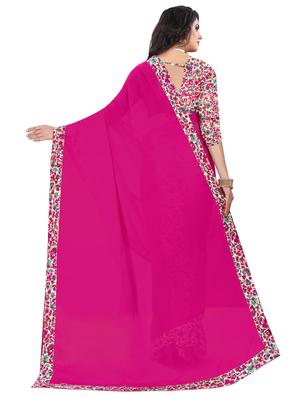 solid bordered saree with blouse - 16725933 - Standard Image - 2