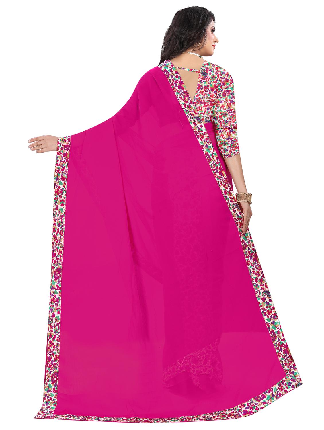 solid bordered saree with blouse - 16725933 - Zoom Image - 2