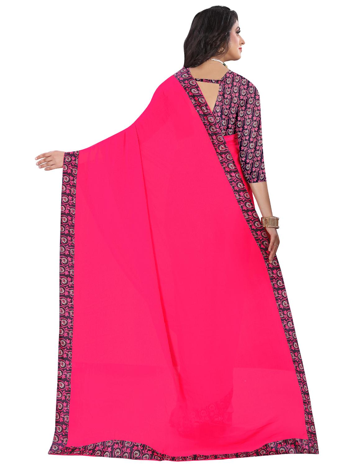 solid bordered saree with blouse - 16725934 - Zoom Image - 2