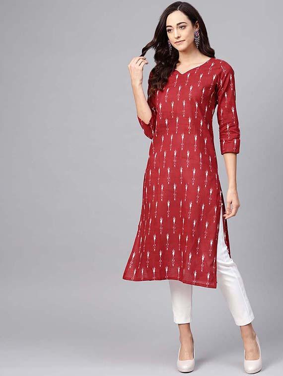 ikat straight kurta - 16725967 - Zoom Image - 1