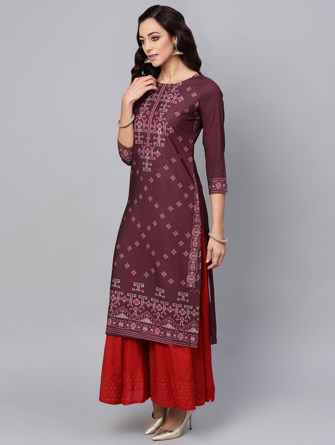 printed straight kurta - 16725997 - Zoom Image - 2
