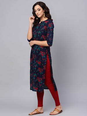 floral straight kurta - 16726019 - Standard Image - 2