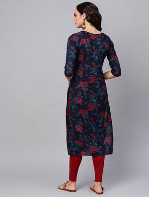 floral straight kurta - 16726019 - Standard Image - 3