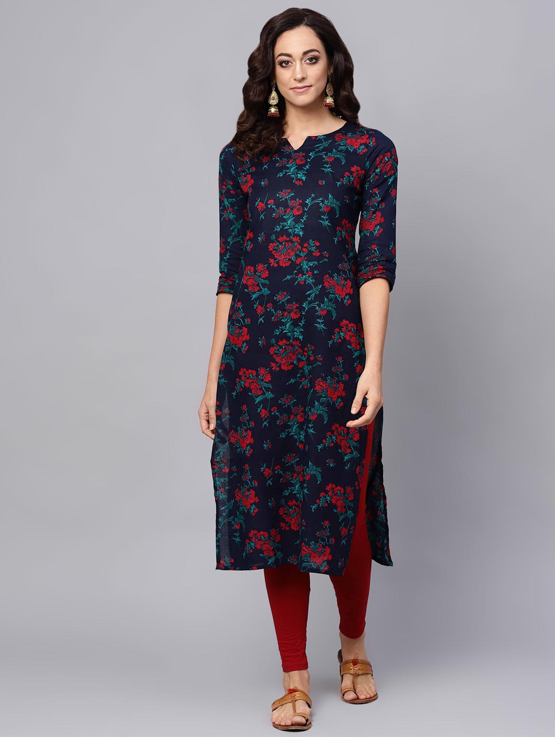 floral straight kurta - 16726019 - Zoom Image - 1