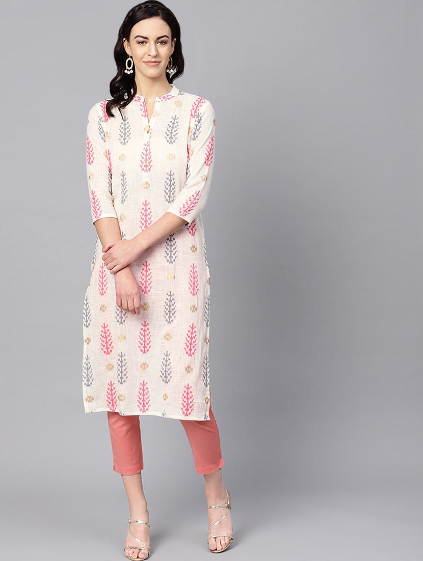 ikat straight kurta - 16726096 - Zoom Image - 1