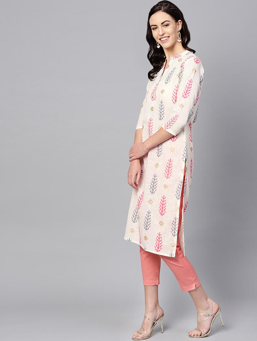 ikat straight kurta - 16726096 - Zoom Image - 2