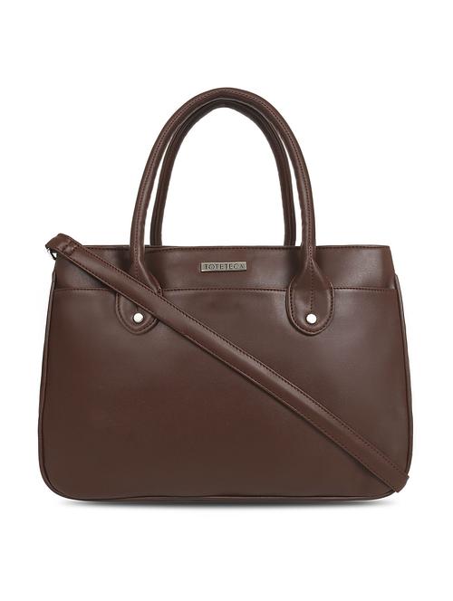 brown leatherette regular handbag - 16726133 - Standard Image - 1