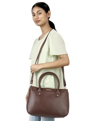 brown leatherette regular handbag - 16726133 - Standard Image - 6