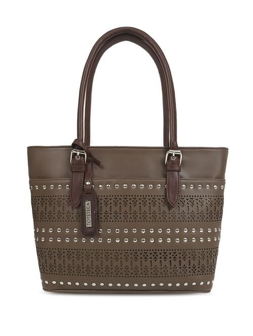 brown leatherette regular handbag - 16726162 - Standard Image - 1