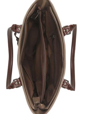 brown leatherette regular handbag - 16726162 - Standard Image - 3