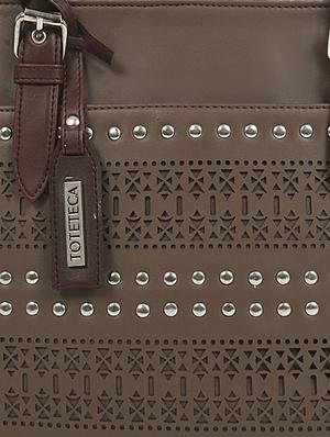 brown leatherette regular handbag - 16726162 - Standard Image - 4