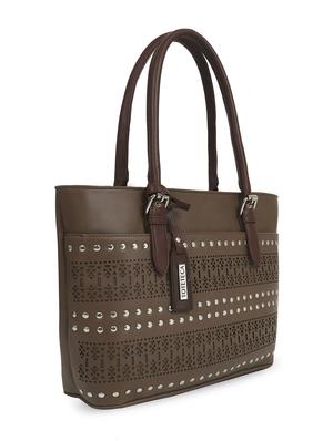 brown leatherette regular handbag - 16726162 - Standard Image - 5