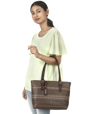 brown leatherette regular handbag - 16726162 - Standard Image - 6