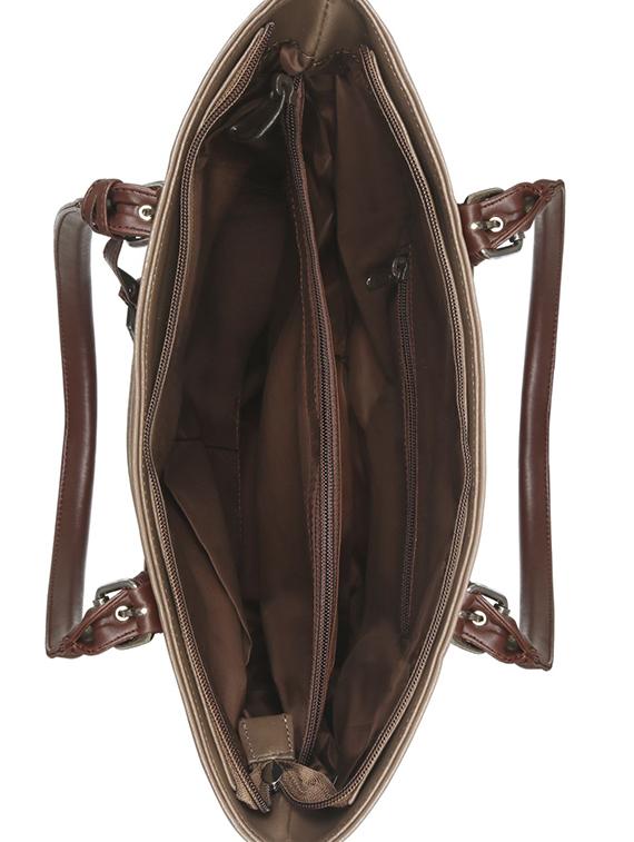 brown leatherette regular handbag - 16726162 - Zoom Image - 3