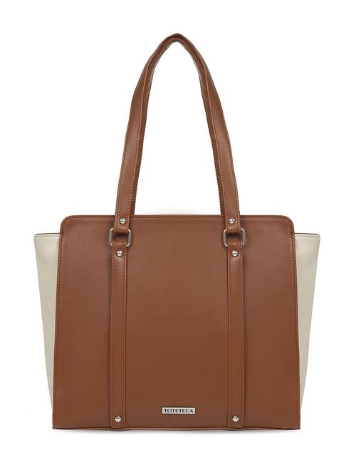 brown leatherette regular handbag - 16726166 - Standard Image - 1