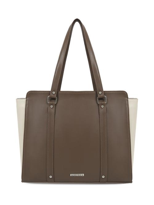 brown leatherette regular handbag - 16726167 - Standard Image - 1