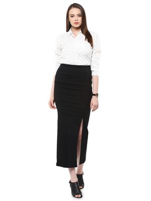 high rise solid high slit skirt - 16726858 - Standard Image - 4