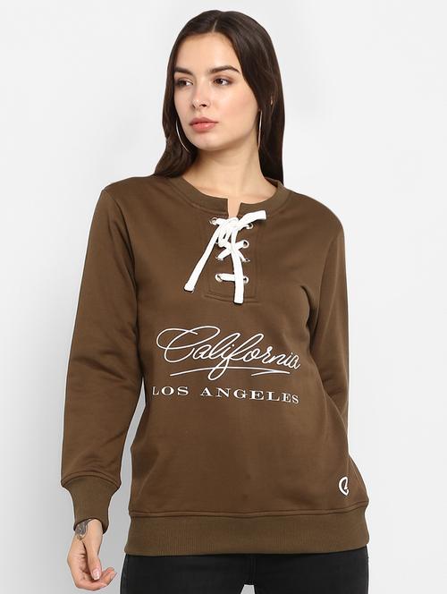 lace up neck graphic pullover - 16726870 - Standard Image - 1