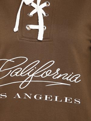 lace up neck graphic pullover - 16726870 - Standard Image - 4