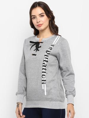 lace up neck graphic sweatshirt - 16726872 - Standard Image - 2