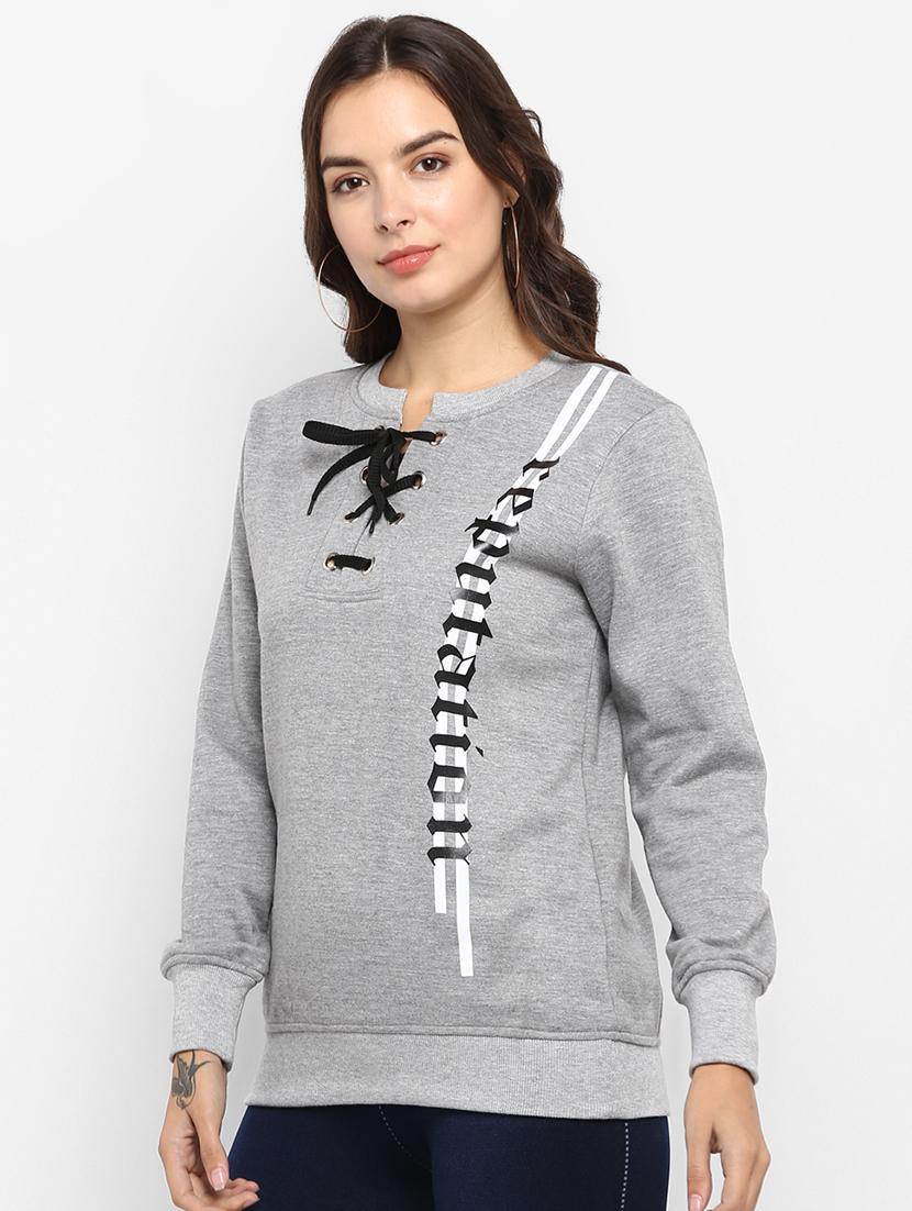 lace up neck graphic sweatshirt - 16726872 - Zoom Image - 2