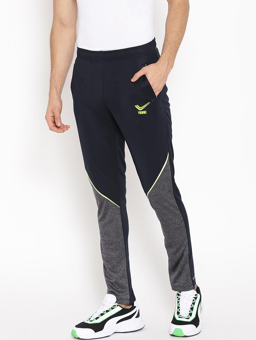 navy blue color block full length track pant - 16727001 - Zoom Image - 2