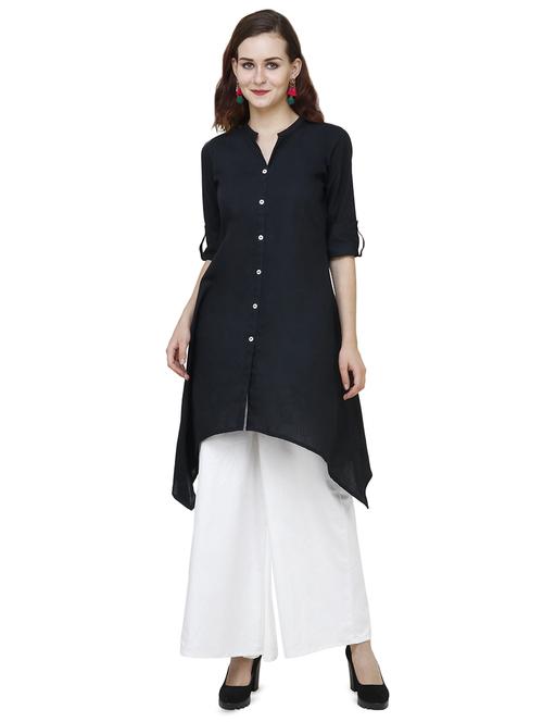 solid asymmetric kurta - 16727096 - Standard Image - 1