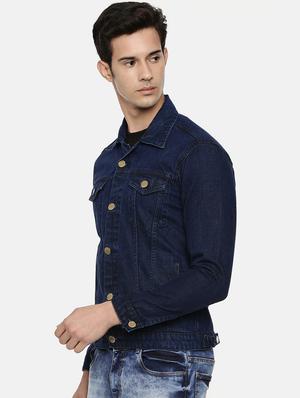blue solid denim jacket - 16728181 - Standard Image - 2