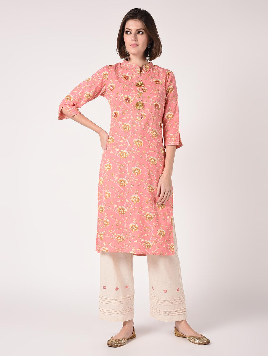 floral print kurta palazzo set - 16728283 - Zoom Image - 1