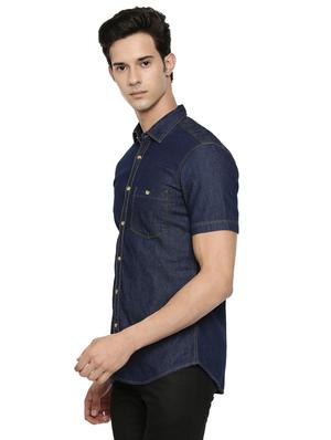 blue solid casual shirt - 16728740 - Standard Image - 2