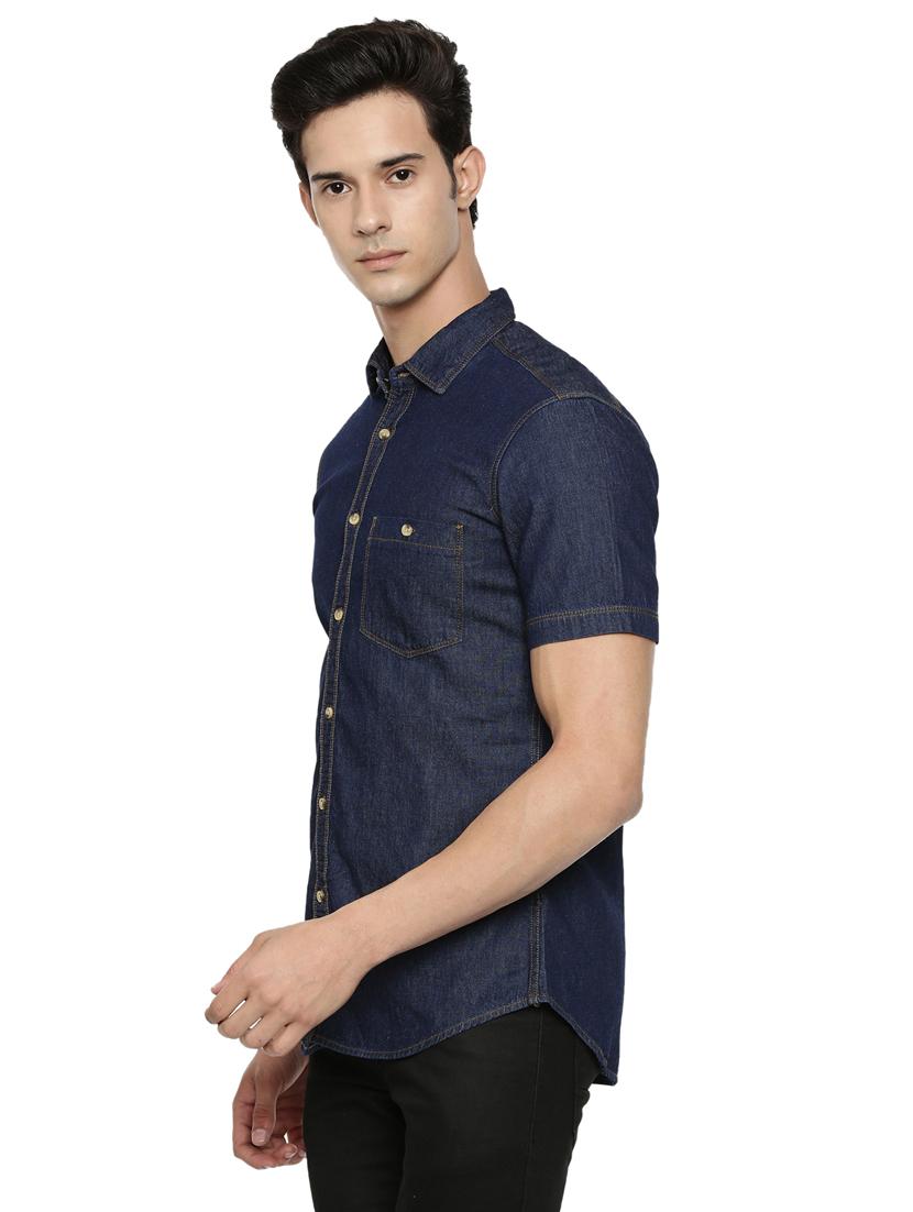 blue solid casual shirt - 16728740 - Zoom Image - 2