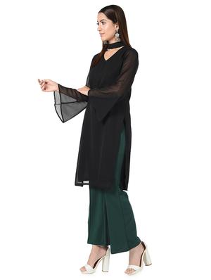 solid chokered neck straight kurta - 16728746 - Standard Image - 2