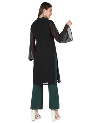 solid chokered neck straight kurta - 16728746 - Standard Image - 3