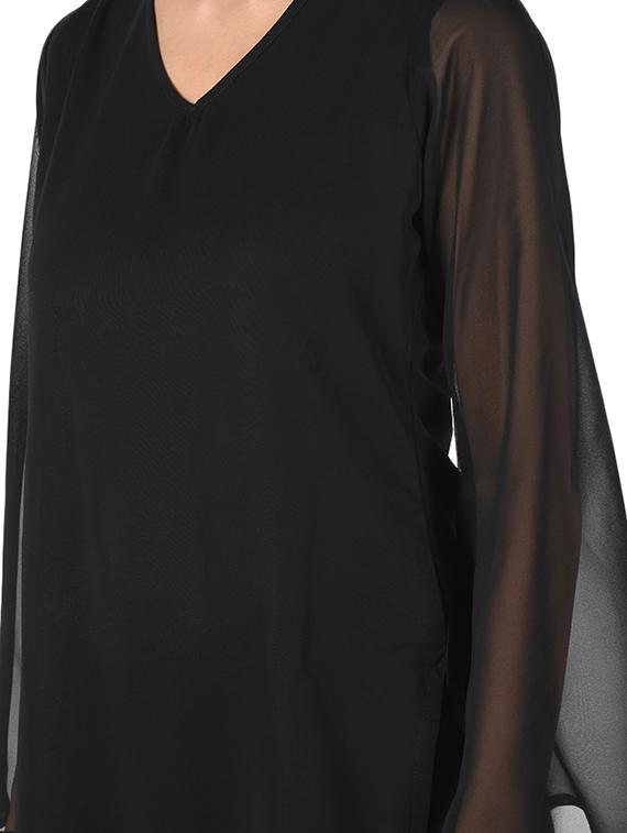 solid chokered neck straight kurta - 16728746 - Zoom Image - 4