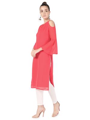 bell sleeves solid straight kurta - 16728748 - Standard Image - 2