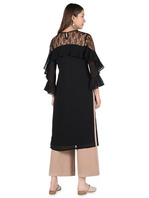 solid ruffled straight kurta - 16728750 - Standard Image - 3