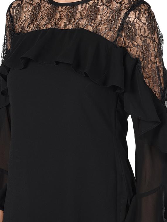 solid ruffled straight kurta - 16728750 - Zoom Image - 4