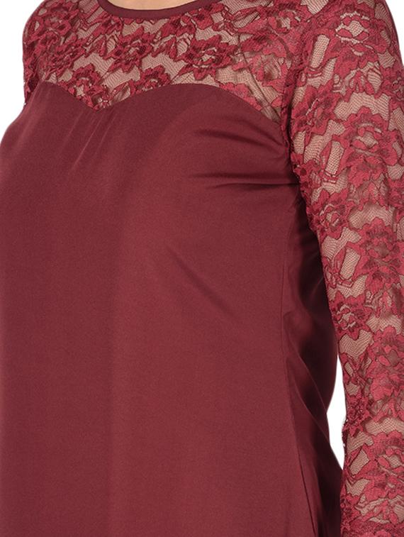net yoke solid straight kurta - 16728758 - Zoom Image - 4