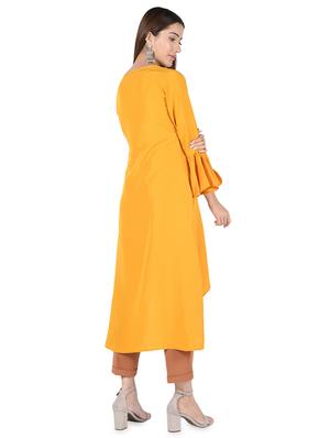 bell sleeves solid high-low kurta - 16728762 - Standard Image - 3
