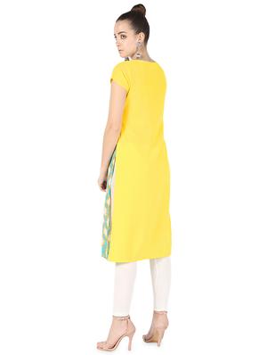 printed contrast straight kurta - 16728763 - Standard Image - 3