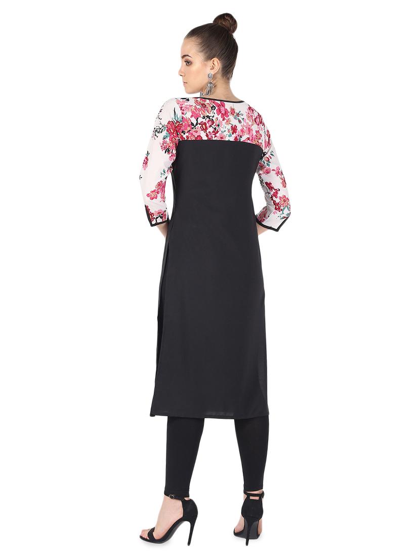 floral printed straight kurta - 16728765 - Zoom Image - 3