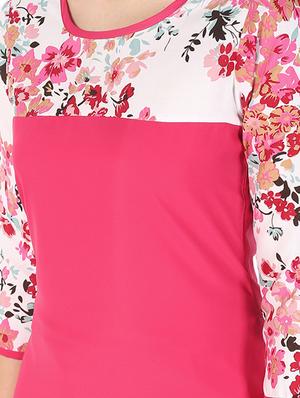 floral printed contrast straight kurta - 16728766 - Standard Image - 4
