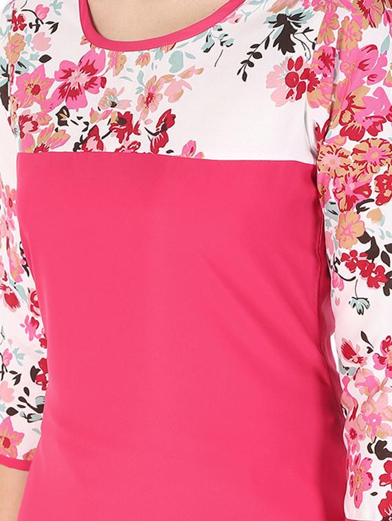 floral printed contrast straight kurta - 16728766 - Zoom Image - 4