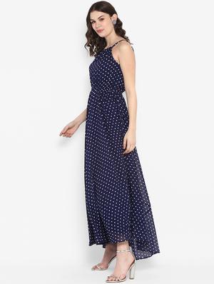 halter neck polka dots maxi dress - 16729223 - Standard Image - 2
