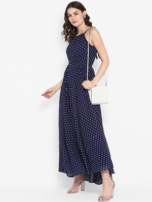 halter neck polka dots maxi dress - 16729223 - Standard Image - 4